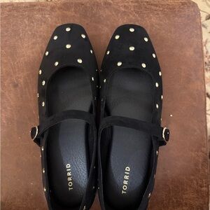 Torrid Black Flats with Gold Studs